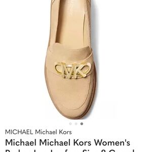Michael Kors Women's Beige Loafers with Gold Accent